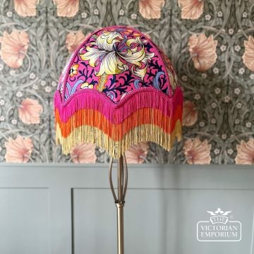 Fringed Lampshade William Morris Golden Lily Pink Gl92