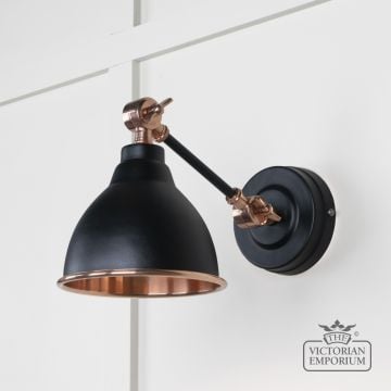 Brindle Wall Light With Smooth Copper Interior And Black Exterior 49714seb 1 L