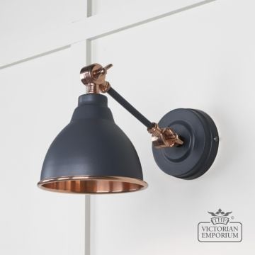 Brindle Wall Light with Smooth Copper Interior and Slate Exterior