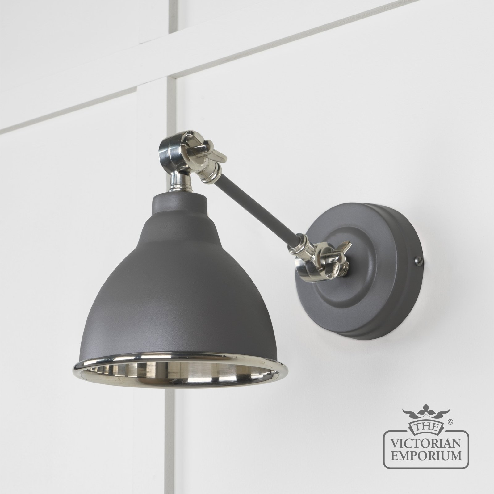 Brindle Wall Light with Smooth Nickel Interior and Bluff Exterior