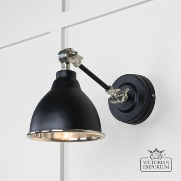 Brindle Wall Light With Smooth Nickel Interior And Black Exterior 49715seb Main L