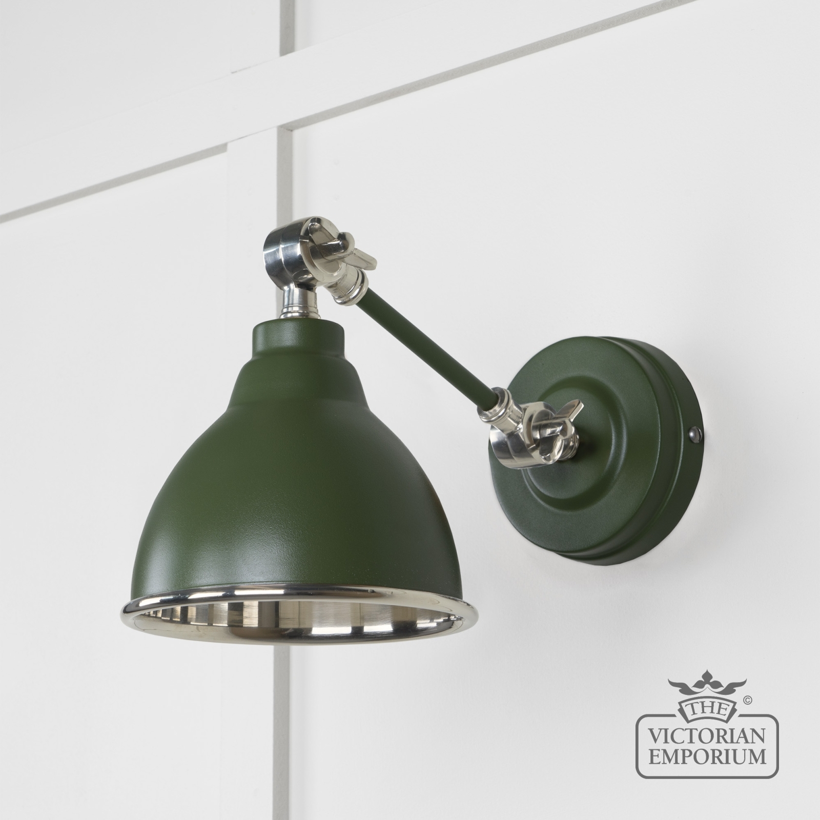 Brindle Wall Light with Smooth Nickel Interior and Heath Exterior