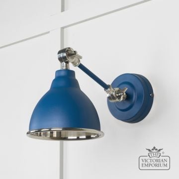 Brindle Wall Light with Smooth Nickel Interior and Upstream Exterior