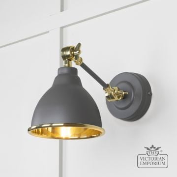 Brindle Wall Light With Smooth Brass Interior And Bluff Exterior 49716sbl Main L