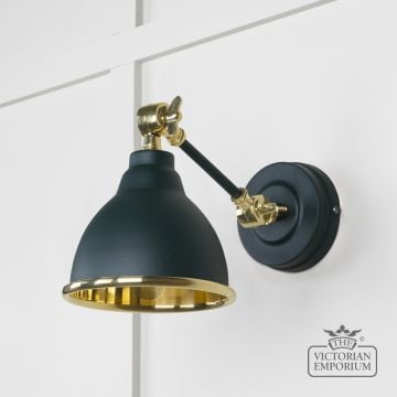 Brindle Wall Light with Smooth Brass Interior and Dingle Exterior