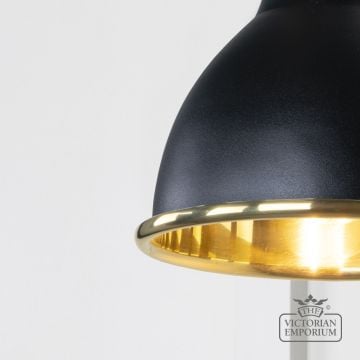 Brindle Wall Light With Smooth Brass Interior And Black Exterior 49716seb 3 L