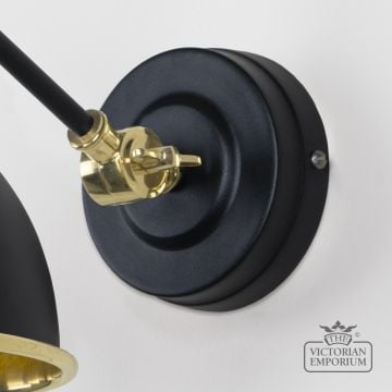 Brindle Wall Light With Smooth Brass Interior And Black Exterior 49716seb 5 L