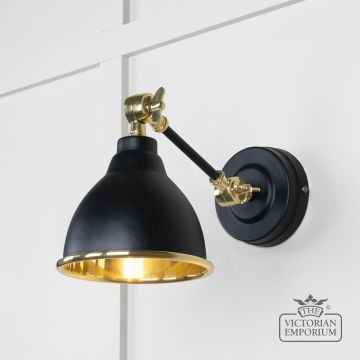 Brindle Wall Light With Smooth Brass Interior And Black Exterior 49716seb Main L