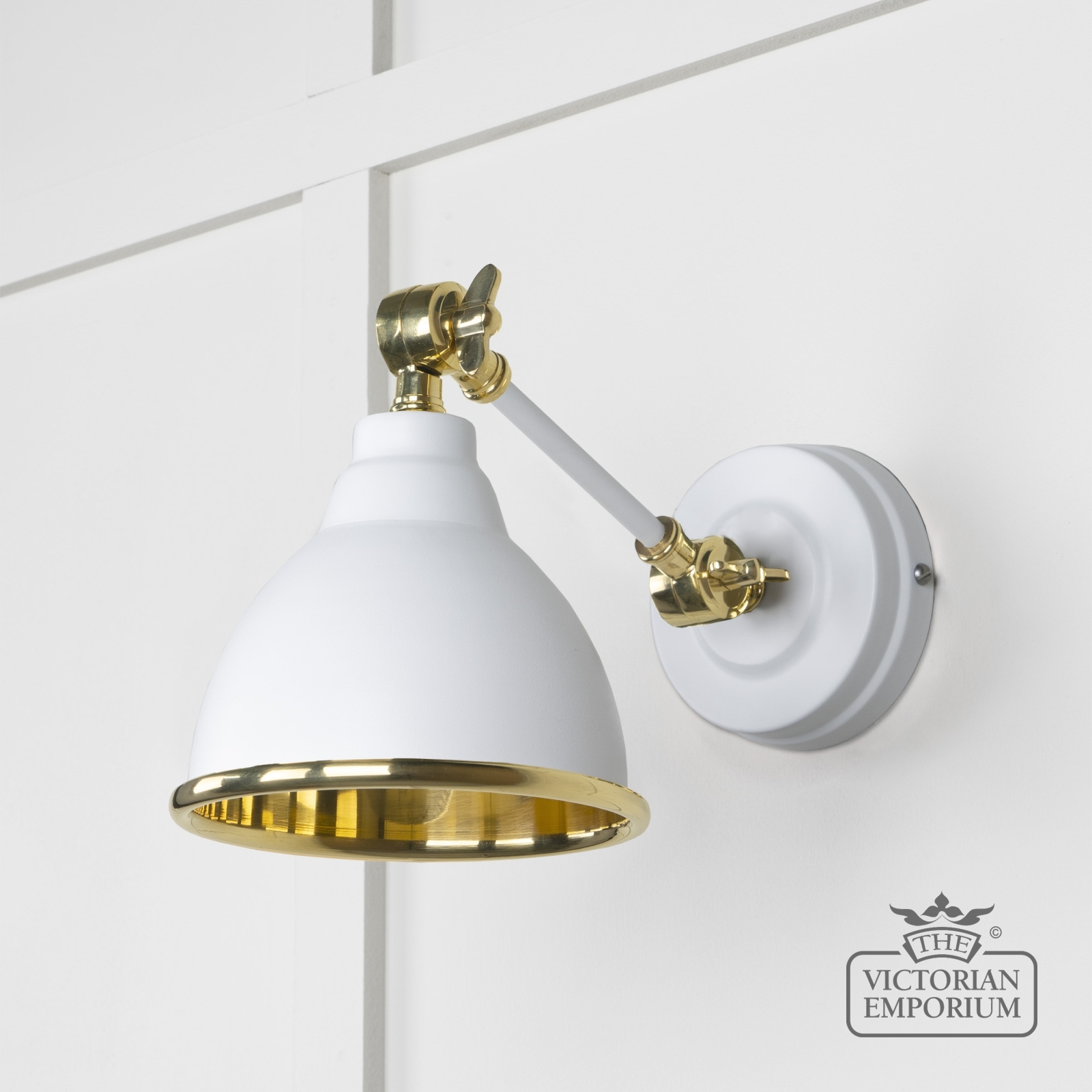 Brindle Wall Light with Smooth Brass Interior and Flock Exterior