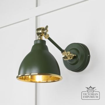 Brindle Wall Light With Smooth Brass Interior And Heath Exterior 49716sh Main L