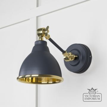 Brindle Wall Light With Smooth Brass Interior And Slate Exterior 49716ssl 1 L