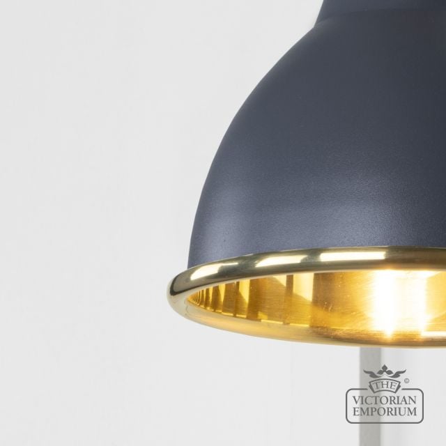 Brindle Wall Light With Smooth Brass Interior And Slate Exterior 49716ssl 3 L