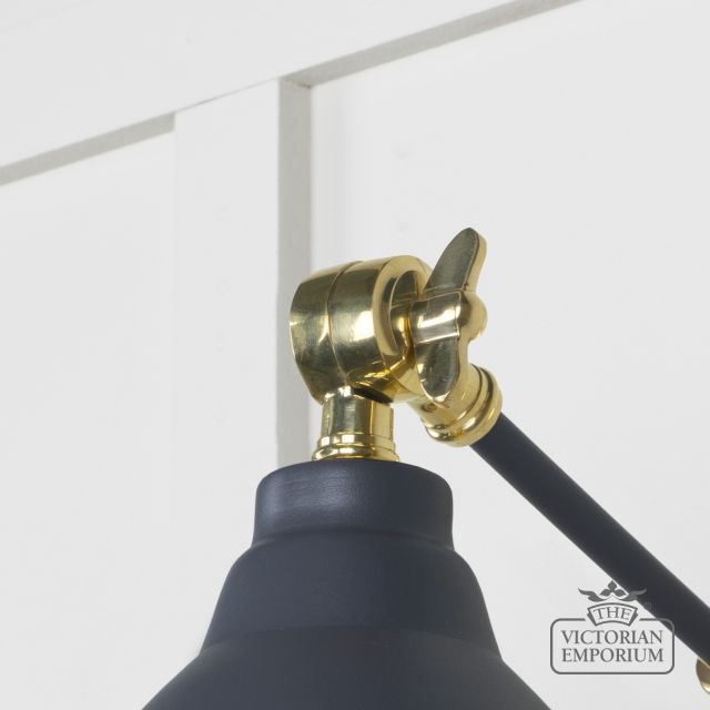 Brindle Wall Light With Smooth Brass Interior And Slate Exterior 49716ssl 4 L