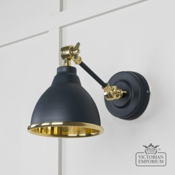 Brindle Wall Light With Smooth Brass Interior And Soot Exterior 49716sso 1 L