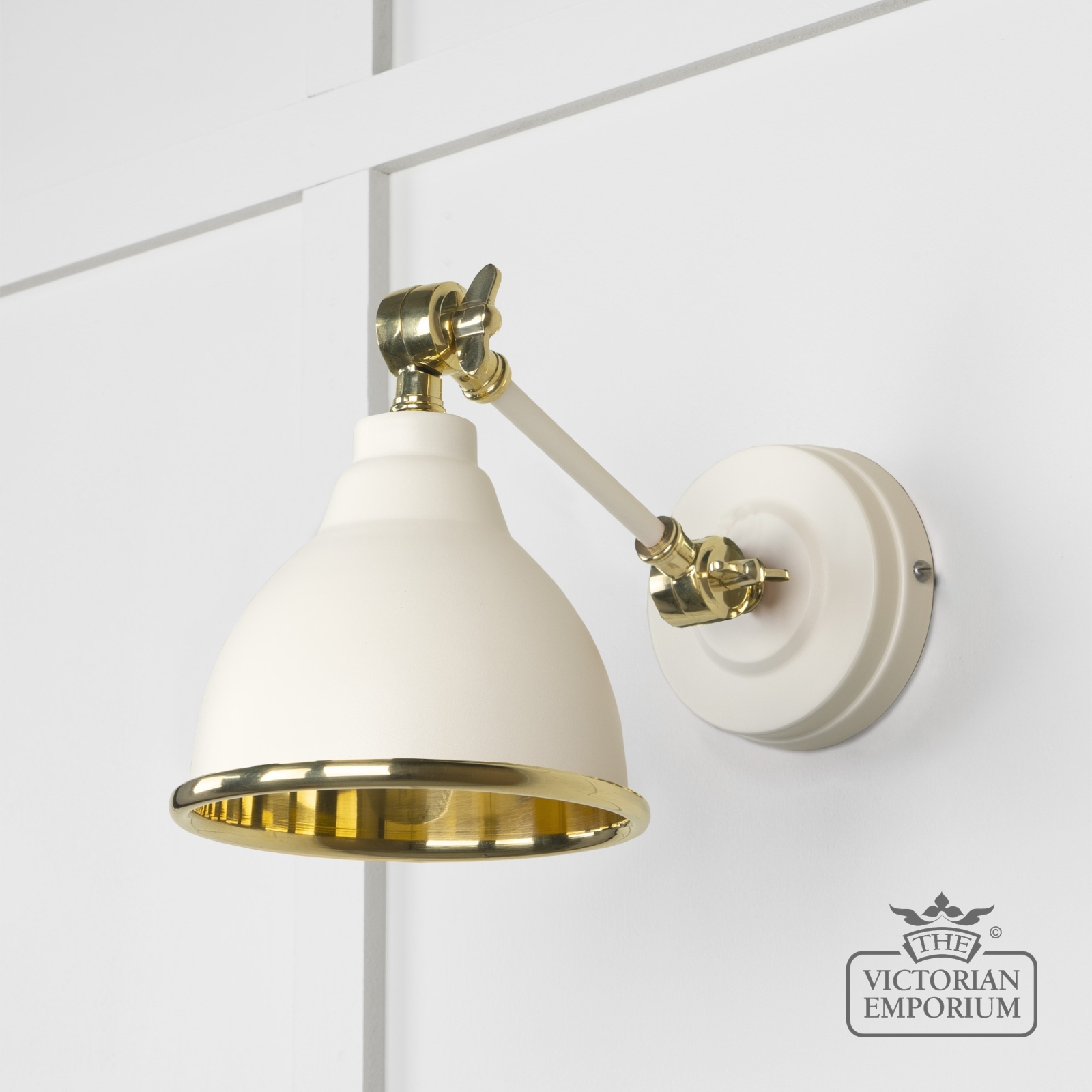Brindle Wall Light with Smooth Brass Interior and Teasel Exterior