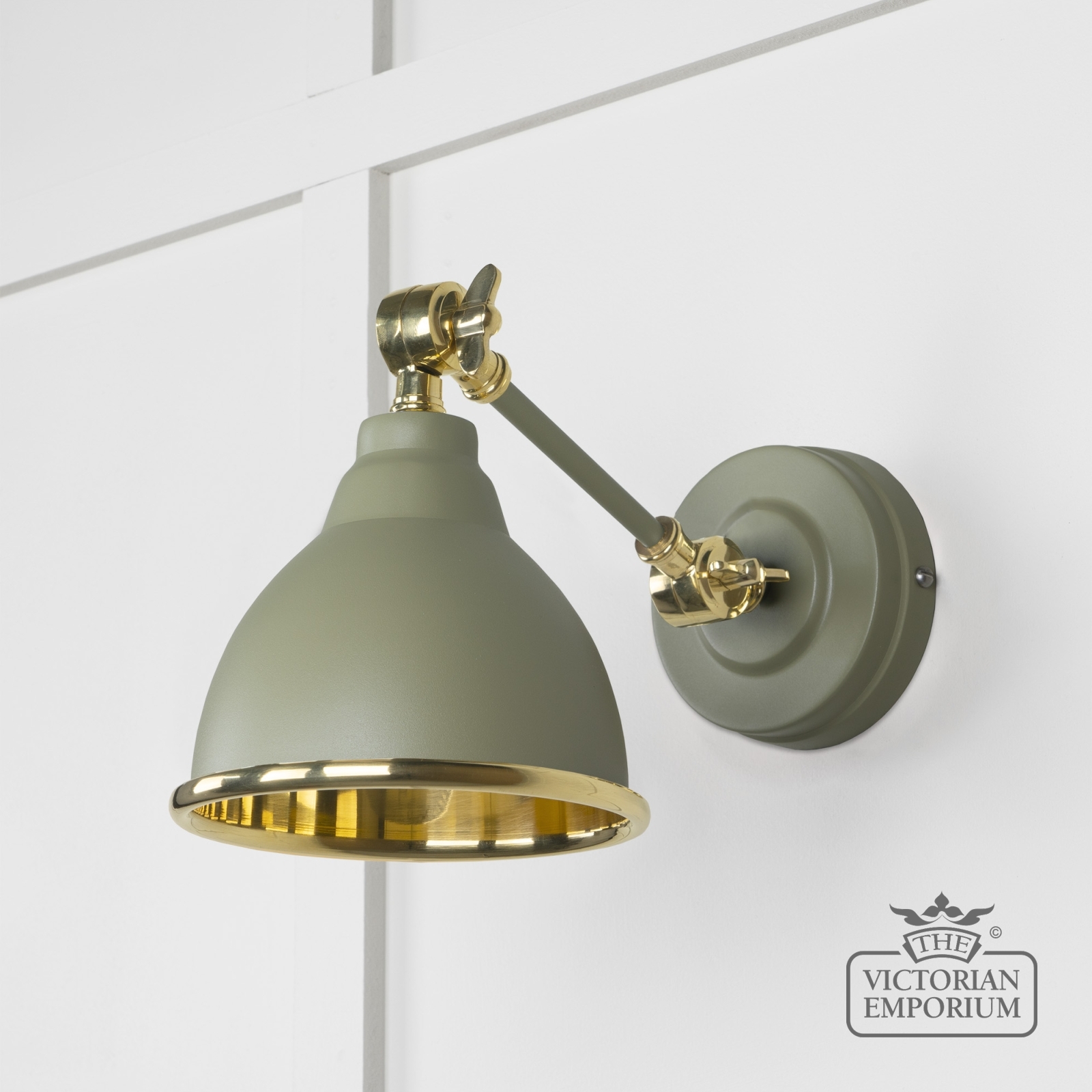 Brindle Wall Light with Smooth Brass Interior and Tump Exterior