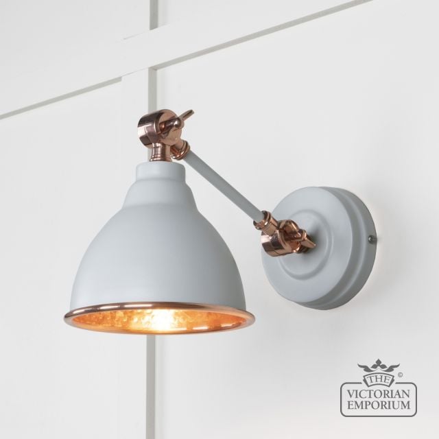 Brindle Wall Light With Hammered Copper Interior And Birch Exterior 49717sbi Main L