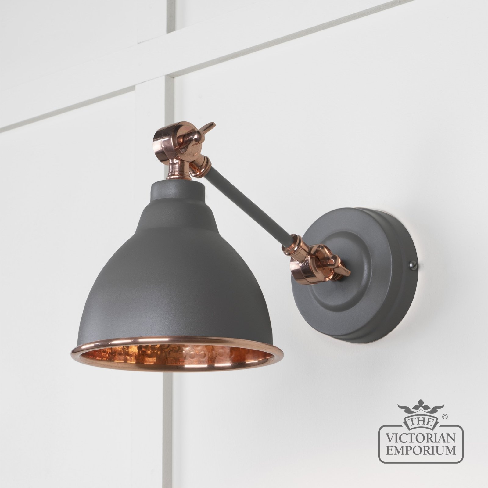 Brindle Wall Light with Hammered Copper Interior and Bluff Exterior