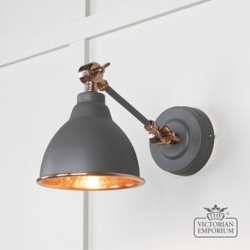 Brindle Wall Light With Hammered Copper Interior And Bluff Exterior 49717sbl Main L