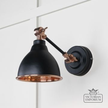 Brindle Wall Light With Hammered Copper Interior And Black Exterior 49717seb 1 L