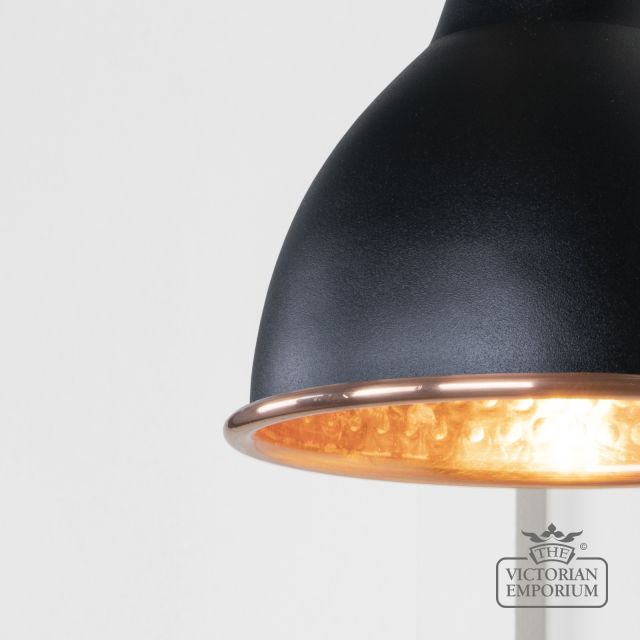 Brindle Wall Light With Hammered Copper Interior And Black Exterior 49717seb 3 L