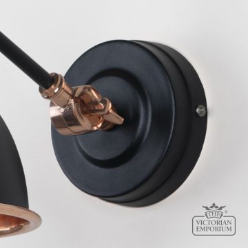 Brindle Wall Light With Hammered Copper Interior And Black Exterior 49717seb 5 L