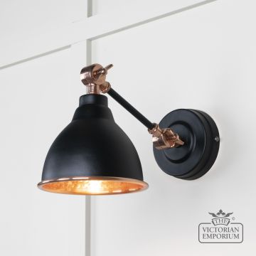 Brindle Wall Light With Hammered Copper Interior And Black Exterior 49717seb Main L