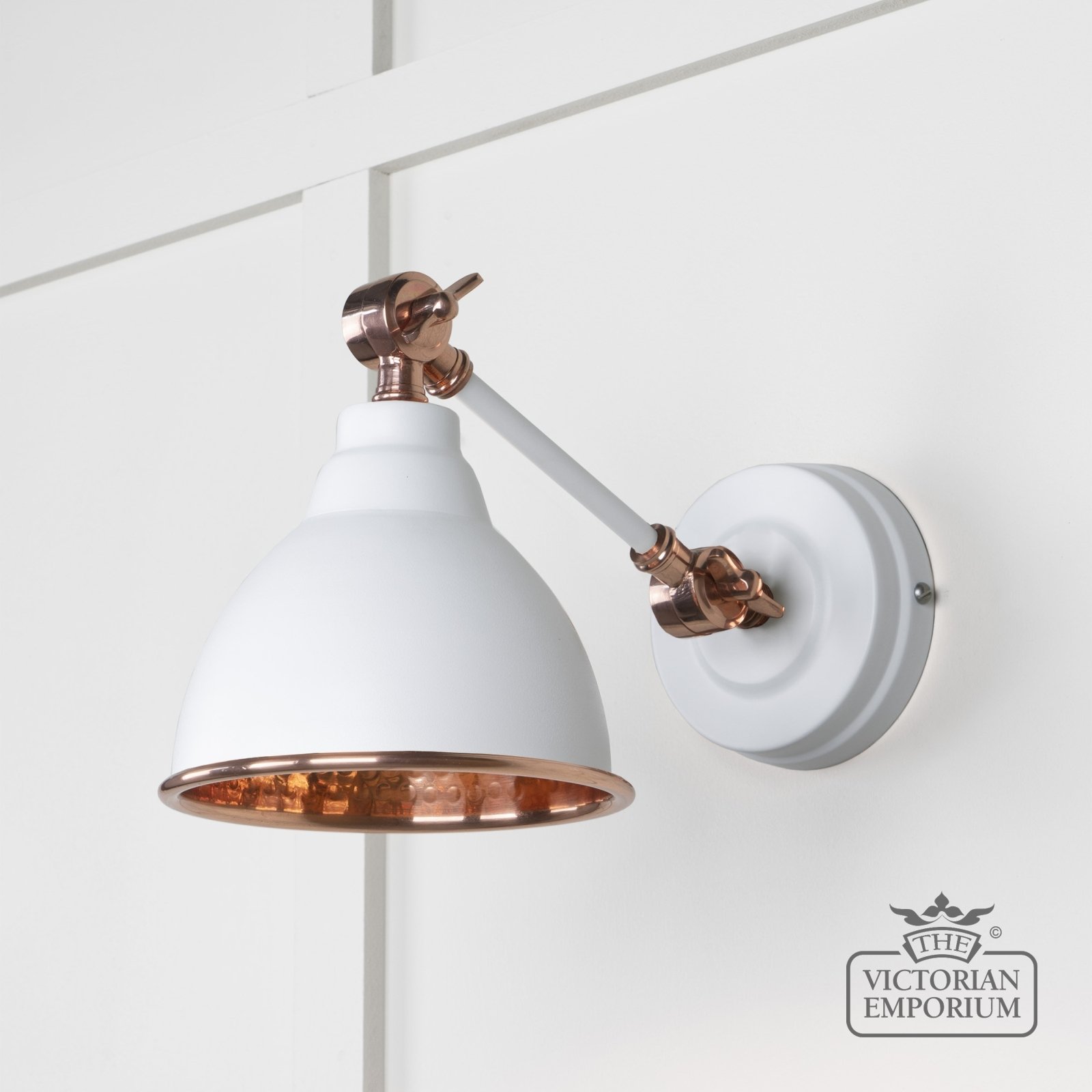 Brindle Wall Light with Hammered Copper Interior and Flock Exterior