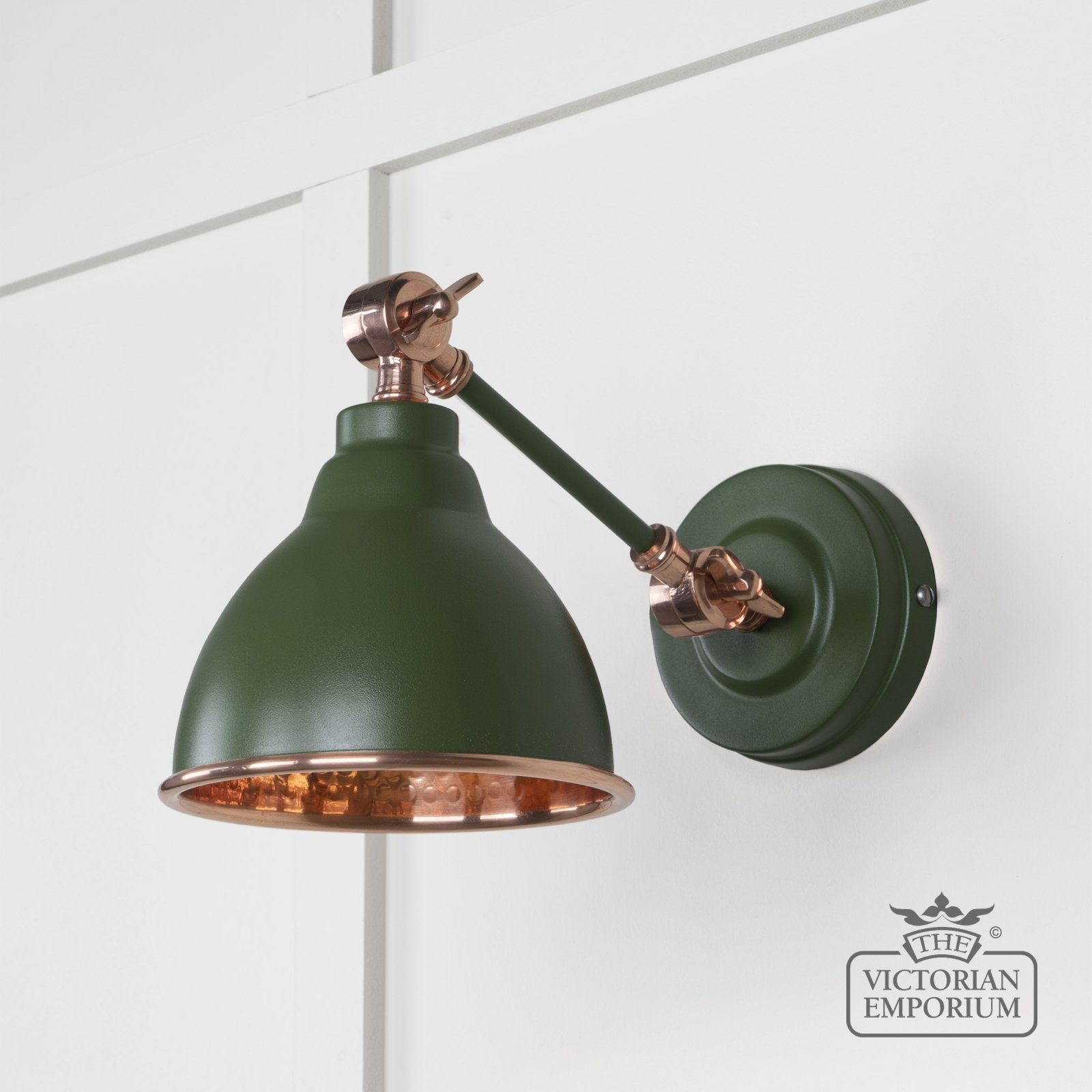 Brindle Wall Light with Hammered Copper Interior and Heath Exterior