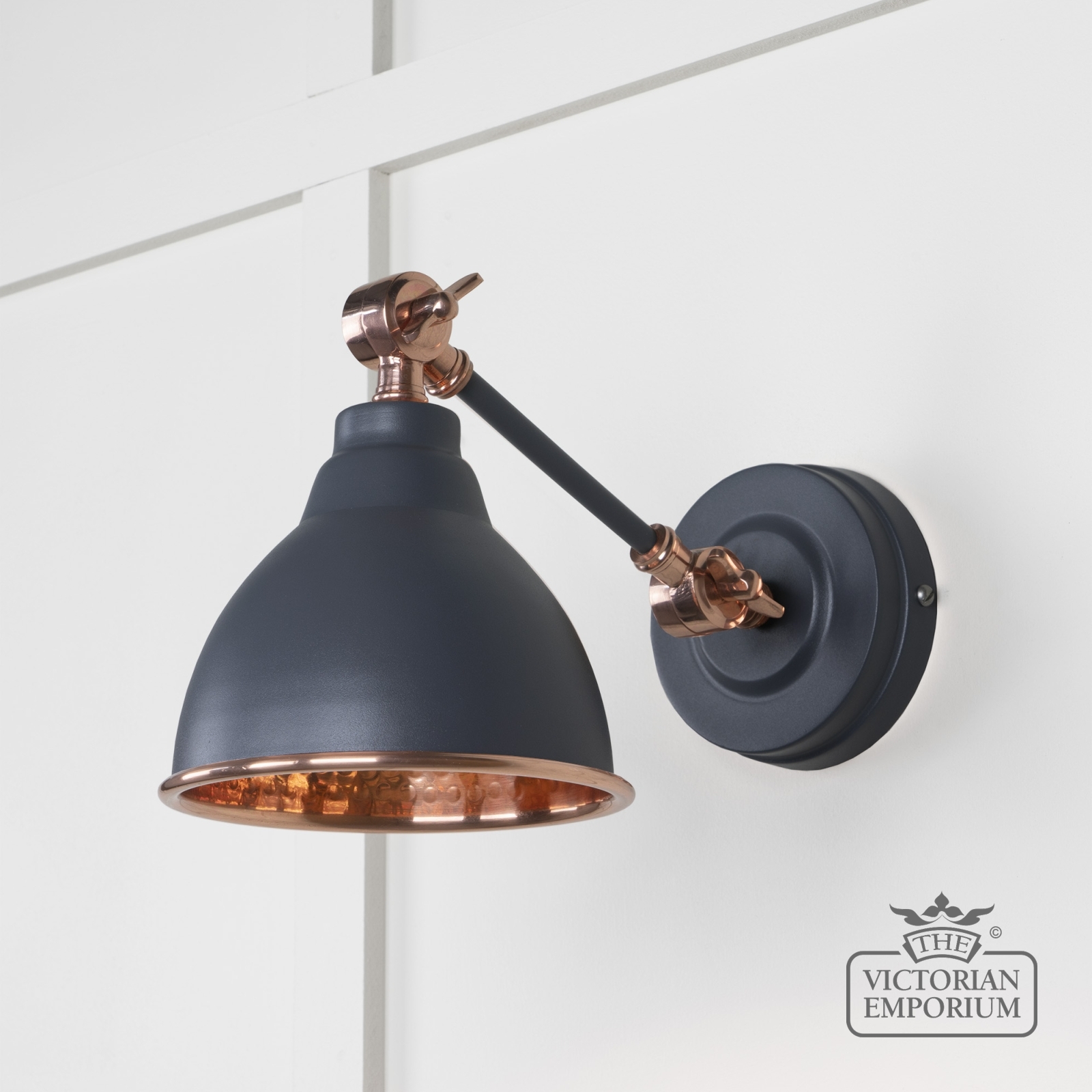 Brindle Wall Light with Hammered Copper Interior and Slate Exterior