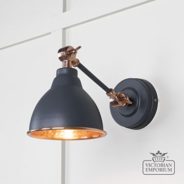 Brindle Wall Light With Hammered Copper Interior And Slate Exterior 49717ssl Main L