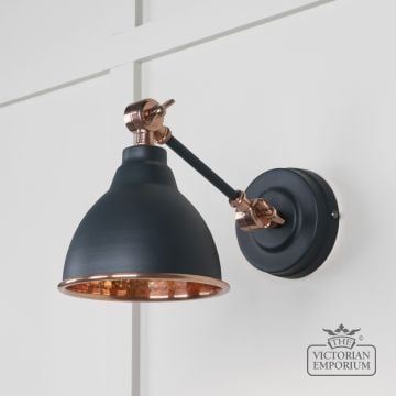 Brindle Wall Light with Hammered Copper Interior and Soot Exterior