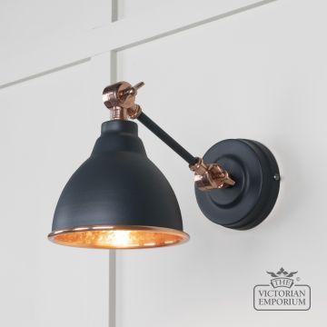 Brindle Wall Light With Hammered Copper Interior And Soot Exterior 49717sso Main L