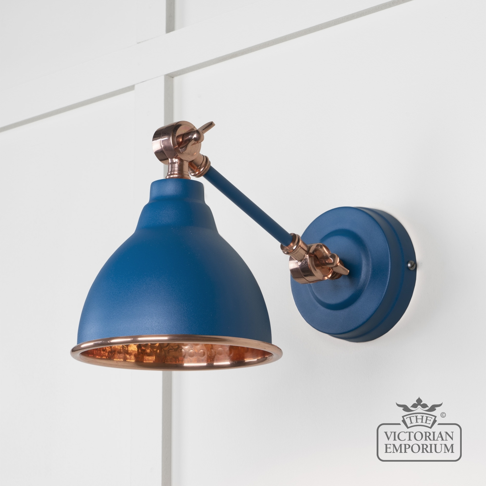 Brindle Wall Light with Hammered Copper Interior and Upstream Exterior