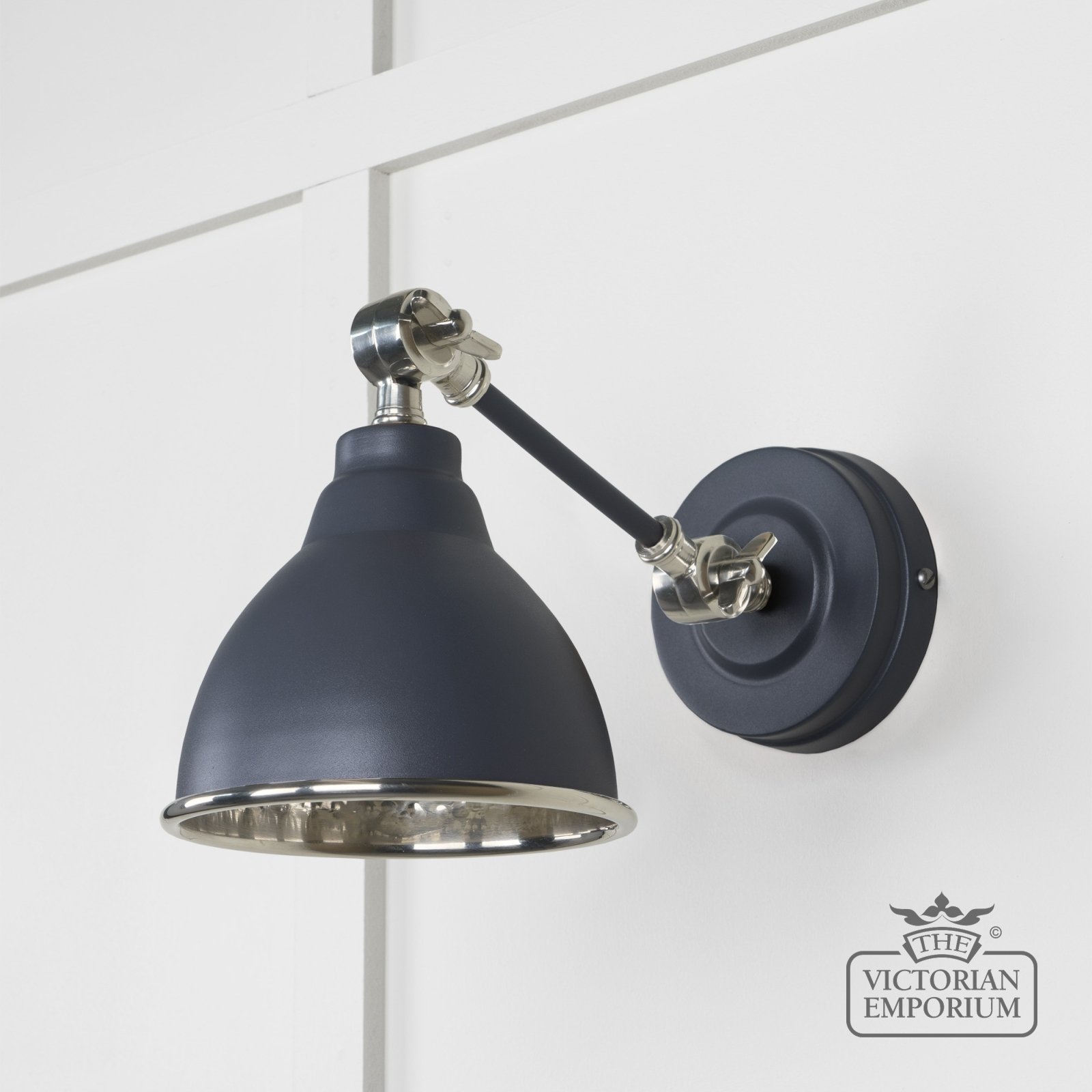 Brindle Wall Light with Hammered Nickel Interior and Slate Exterior