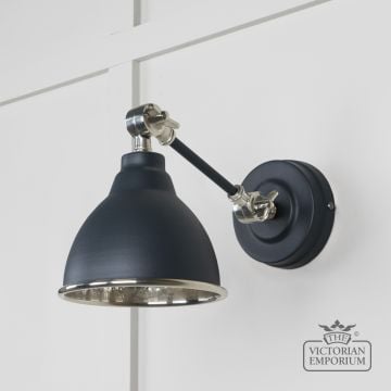 Brindle Wall Light with Hammered Nickel Interior and Soot Exterior