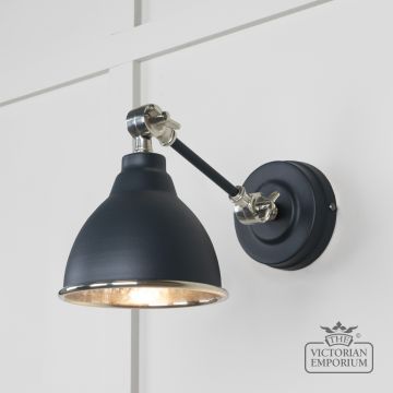 Brindle Wall Light With Hammered Nickel Interior And Soot Exterior 49718sso Main L