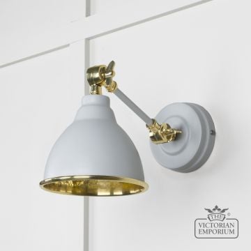 Brindle Wall Light In Hammered Brass With Birch Exterior 49719sbi 1 L