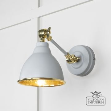 Brindle Wall Light In Hammered Brass With Birch Exterior 49719sbi Main L