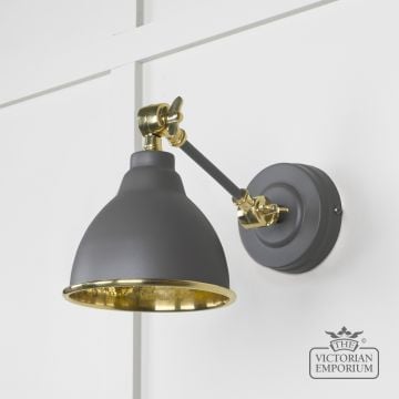 Brindle Wall Light In Hammered Brass With Bluff Exterior 49719sbl 1 L