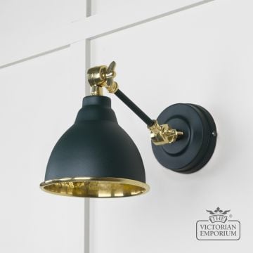 Brindle Wall Light in Hammered Brass with Dingle Exterior