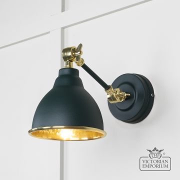 Brindle Wall Light In Hammered Brass With Dingle Exterior 49719sdi Main L