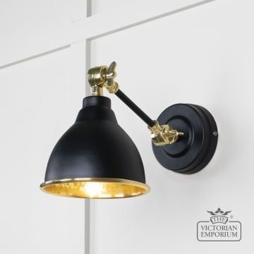 Brindle Wall Light In Hammered Brass With Black Exterior 49719seb Main L