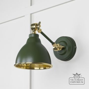 Brindle Wall Light in Hammered Brass with Heath Exterior