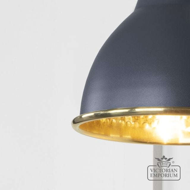 Brindle Wall Light In Hammered Brass With Slate Exterior 49719ssl 3 L