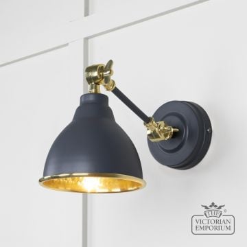 Brindle Wall Light In Hammered Brass With Slate Exterior 49719ssl Main L