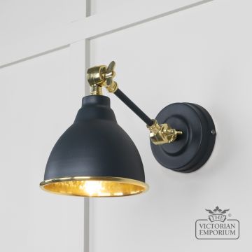 Brindle Wall Light In Hammered Brass With Soot Exterior 49719sso Main L