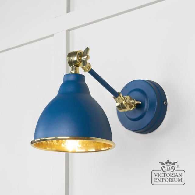 Brindle Wall Light In Hammered Brass With Upstream Exterior 49719su Main L