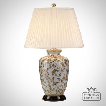 Gold Birds Table Lamp With Porcelain Base And Fabric Shade Gold Birds Tl