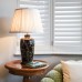 Black Birds Table Lamp with Porcelain Base and Fabric Shade blackbirds tl insitu1